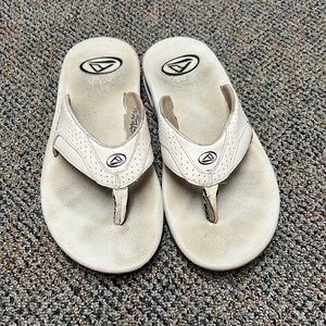 🔥 RARE white leather Reef Men's Fanning Flip Flop Thong Sandles | Men’s size
